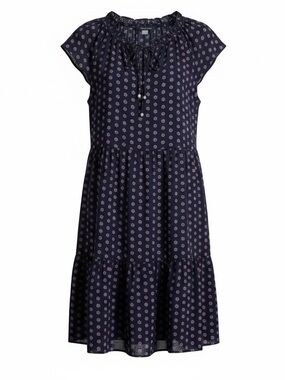 Tommy Hilfiger Navy Floral Ditsy Print Tiered Dress Size 10